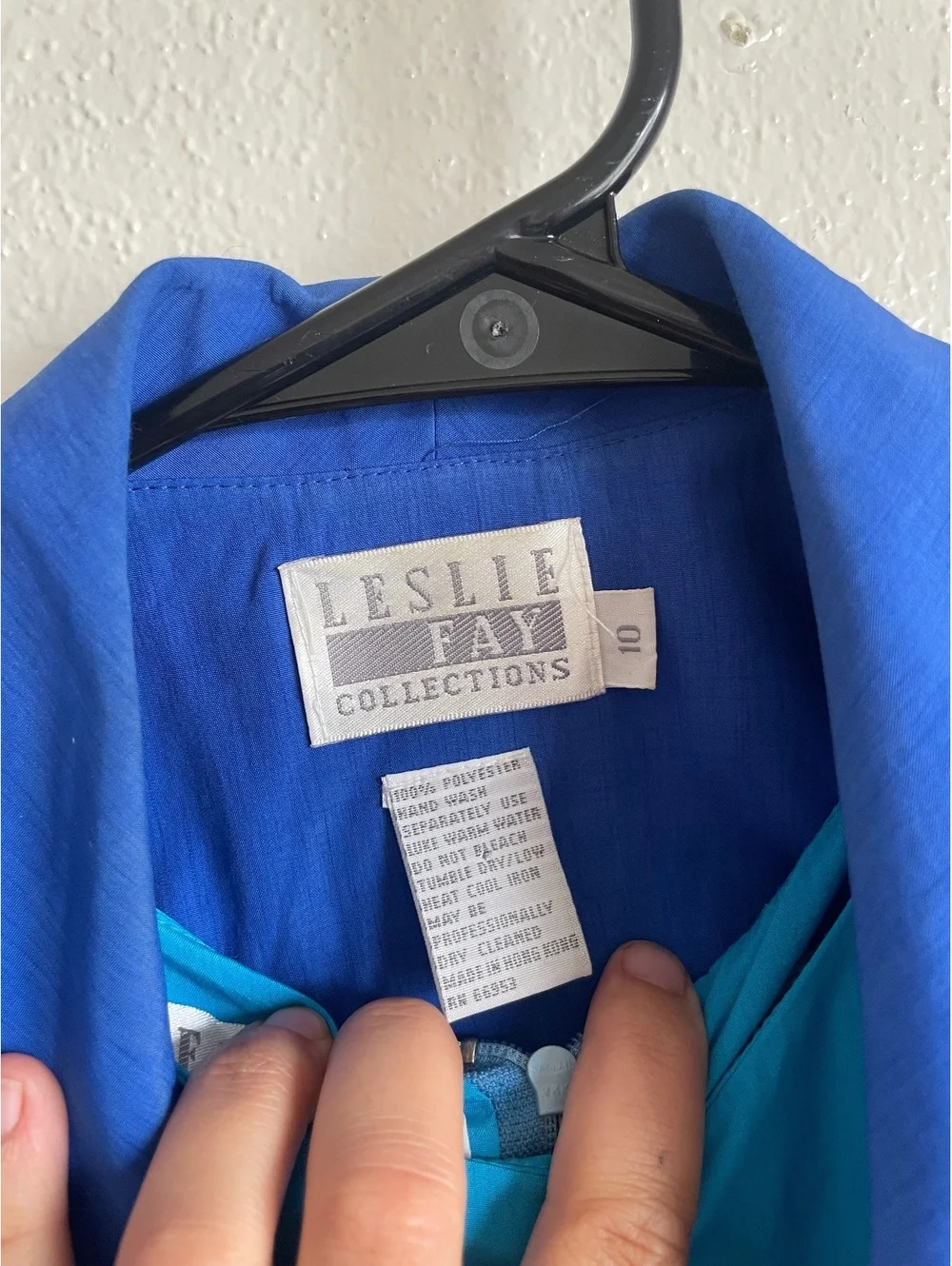 Leslie Fay vintage Two-Tone Blue Dress mod retro pMatching Blazer Belt Size 10